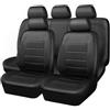 Mulcort 9 Pezzi di Sedile in Pelle PU Copertine di Sedili Airbag Compatibile Easy Installazione Easy Fit Fit Ottimo per gli Adattamenti Estivi per L'inverno (Nero)