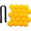 QitinDasen 20 Pezzi 17 mm Auto Ruote Copridado, Tappo Dado Bullone Ruota, Tappo a Vite Mozzo Ruote Auto Universale, Coperchio Dado Pneumatico Esagonali con Strumento di Rimozione (Giallo)
