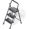 KINGRACK Scala a 3 gradini, scala pieghevole in acciaio con corrimano, pedali larghi antiscivolo, design con blocco di sicurezza, scala resistente per carichi fino a 226 kg, scala portatile per uso