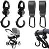 CUVZORA Set di 4 ganci per passeggino, Stroller Hook con moschettone, organizer per borsa fasciatoio e bicicletta, pratico accessorio per ABC Baby, Bugaboo, Thule Chariot Cross 2 (nero)