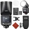 Godox V1 Mid F per Fuji V1 Mid-F Flash Fotocamera 55Ws Speedlite Testa Rotonda TTL Mini Flash,con Diffusore a Scarpa Calda 2,4G HSS 1/8000s,Display Touch Colori,USB-C,Compatibile E-M1 E-P5 e AK-R1
