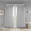 Madison Park Rosette Floral Embellished Cuff Tab Top Solid Window Treatments Curtain Panel Drape for Bedroom Living Room and Dorm, 50X63, Grey