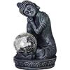 Eglo Decorazione da giardino Buddha Z_Solar, lampada solare esterna, luce per giardino, illuminazione decorativa in plastica grigia con sfera di vetro, bianco freddo, IP44
