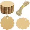 Mewflew Etichette da regalo in carta kraft da scrivere, 100 pezzi + 20 m di corda di iuta per carta kraft, ciondolo rotondo, a forma di stella, per Natale, regali e fai da te