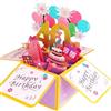 PAITOK Biglietto di compleanno 3D, biglietto di compleanno pop-up, regalo di compleanno, biglietto di auguri di buon compleanno, con busta, per ragazzi, ragazze, uomini, donne (rosa, 40°)