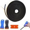 Fizzpick 5m Guarnizione per Piano Cottura a Induzione, 5m X 7 mm X 2 mm Guarnizione Porta Stagna EPDM Adattatore per Piano Cottura a Induzione, Schiuma Autoadesiva con 2 Piccoli Raschietti per Fornello