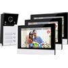 OBO HANDS Tuya Multifamiliare Videocitofono WiFi 4 Fili Kit Smart,7''Monitor Touchscreen con 1080P Campanello Telecamera Esterno Cablata (per 3 Familiare)