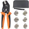 Jenmayt Set di pinze crimpature 6 matrici intercambiabili, strumenti termorestringenti, connettori terminali a cricchetto, pinza crimpatrice borsa trasporto