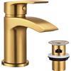 Hapilife Rubinetti per lavabo in oro spazzolato con scarico a cascata per lavabo