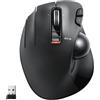ELECOM-Japan Brand- Wireless Trackball Mouse for Left Hand, Thumb Operated Model, Ergonomic Grip, Tilt Function, 6 Buttons, Black/M-XT4DRBK