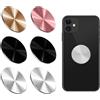 PUERFOCA 6 Pezzi Calamita per Cellulare Auto, Placche Metallo Universale Adesivo, Rotonde Piastra per supporto magnetico auto per Porta Cellulare Auto/Supporto Telefono Magnetico(Nero, argento, oro, rosa)