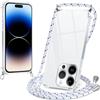 Xylota Cover con Cordino per iPhone 14 Pro 6,1, Trasparente Custodia con Laccio Tracolla Regolabile Corda Collana Catena, Ultra Sottile Silicone TPU + PC Antiurto AntiGraffio Protettiva Case, Bianco
