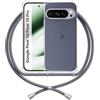 ANFAIRLACE Cover Cordino Compatibile con Google Pixel 10 Pixel 10 Pro, Custodia Laccio Trasparente Silicone Morbido Regolabile Antiurto Rinforza Angoli Cuscino d'Aria Chiaro Case, Grigio