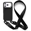 3P SPACE Custodia a Tracolla Compatibile con iPhone Cover in Silicone Morbido con Cordino Regolabile e Rimovibile Protezione Anti-Urto (iPhone 17 Pro / 18 Pro - Nero)