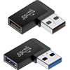 Leehitech Adattatore USB 3.0 90°,USB A Maschio a Femmina Angolo | 2 adattatori inclusi,Plug and Play,Ideale per PC,TV,auto e docking station
