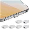 cobee Set di 6 Tappi Antipolvere Tipo C, in Lega di Alluminio, con USB C, Protezione Anti-Polvere, per Porta di Ricarica, Tappo Antipolvere in Metallo, per Smartphone e Computer Portatili (Argento)