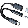 Kefiany Adattatore USB C a 3.5mm Cuffie Audio per Apple iPhone15 iPad compatibile per Samsung Ricarica Auricolari Cavo Splitter Aux Dongle Type-C Microfono Accessori Sdoppiatore Headphone Convertitore tp-3.5