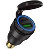 iMESTOU Alimentatore in Alluminio DIN da Spina a Motociclo Doppio Caricatore USB 30 W PD tipo C QC 3.0 Adattatore di Alimentazione a Ricarica Rapida Impermeabile per Presa DIN Hella 12V