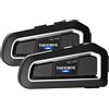 THOKWOK Interfono Moto Bluetooth Coppia, 2x TK-X2 Auricolari per Casco Moto 3 Motociclisti, Cuffie per motociclo 1000M Sistema di Comunicazione con Suono Stereo Hi-Fi/Radio FM, per Motoslitta/ATV