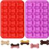 YXHZVON 2 tappetini da forno in silicone per cani, 18 mini stampi a forma di osso di cane, senza BPA, riutilizzabili, a forma di osso per caramelle, cioccolato (rosa + viola)