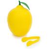 CÉCOA - Secchio per cubetti di ghiaccio al limone - 750 ml - Doppia parete ermetica - Con coperchio + pinza - Secchiello per ghiaccio Design frutta - Antipasto, cocktail, mojito, feste, serate
