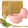 ACOMTUO Set Matcha ACOMTOUO Rosa, Ciotola Matcha con Versatore, Porta Frusta in Ceramica e Cucchiaio, Set Matcha 5 Pezzi Progettato per gli Amanti del Matcha