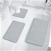 YNNHUDEEP Set di 3 tappetini da bagno, lavabili, antiscivolo, in morbido pile corallo, ad asciugatura rapida, colore: grigio chiaro