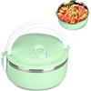 Pilipane Thermos per cibi Caldi, Contenitore per Alimenti, contenitori per Alimenti, Fibbie di Sicurezza per contenitori per Alimenti Termici, contenitori per Alimenti con (Single Layer Nordic Green)