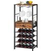 HOOBRO Scaffale Porta Vino, Portabottiglie a 6 Livelli con Porta Calici, Organizzatore da Bar per Bottiglie di Vino, con Cassetti e Ganci, per Cucina, Sala da Pranzo, Vintagebraun EBF10JJ01
