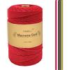 FORBELL Filato macramè, 2 mm x 300 m, filato di cotone premium, per fai da te (rosso, 2 mm x 300 m)