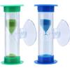 AIMEKE 2 clessidra per 3 minuti, lavaggio a clessidra, per bambini, con ventosa, timer di sabbia, clessidra, set per bambini, orologio per dentatura, cucina, aule, gestione del tempo (verde + blu)