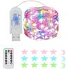 MUXIJIA Luci a stringa a LED, 50 LED, funzione timer, 8 modalità Luci a stringa USB impermeabili per esterni/interni con telecomando per camera da letto, cortile, matrimonio, Natale, ecc. (Multicolore)