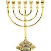 BRTAGG Menorah Candeliere ebraico, 12 tribù d'Israele, 7 rami, altezza 17 cm, oro