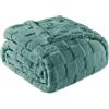Exclusivo Mezcla Coperta in Pile, Copriletto Leggero e Morbido, 130x150 cm | Copridivano, Usi Multipli, All'aperto, Jacquard a Quadri, Flanella, Traspirante, Tutte le Stagion, Grigio Verde