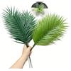Rikyo Steli di foglie di palma Areca artificiali da 48,3 cm (19 pollici), 20 pezzi di fronde di palma finte piante tropicali foglie di albero verdi per giungla Hawaii compleanno barbecue festa composizioni