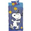 CARTOON Completo lenzuola per bambini, set 3 pezzi, sotto lenzuola con angoli, lenzuola, federa, letto singolo, 100% Cotone (Snoopy)