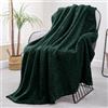 Exclusivo Mezcla Coperta in Pile, Leggero, Reversibile, Morbido, 130x170 cm | per Divano, Letto e l'Aperto, Copriletto Multi-Uso, Jacquard a Chevron, Tutte le Stagioni, Verde Scuro