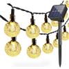 DIWUJI Solare Catene luminose per esterni, Luci a stringa solari Giardino 6,5m 30 LED Impermeabile Luci fatate Globo Palla Cristallo Festival Luce per Festa Nozze Terrazza Natale Decorazione (Bianco Caldo)