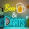 SIGNSHIP Beer Dart Neon Led Birra Freccetta Scritte Neon 32 * 36 cm per Bar | Insegne Luminose Freccetta USB Dimmerabile 5 Livelli Freccette Birra Regalo per Amanti Birra, Scritta Led Freccetta per Feste