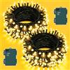 Dalugo [2 pezzi di catena luminosa bianca calda, 5 m, 50 LED, verde, con timer da 6 ore, batteria impermeabile IP65, per interni ed esterni, decorazioni natalizie