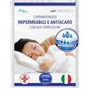 Allergosystem Set Coprimaterasso Matrimoniale Impermeabile Antiacaro con Cerniera 160x190x20cm e 2 Copricuscino Impermeabile Anallergico 50x80cm - Dispositivo Medico MADE IN ITALY - Linea Protect