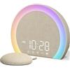 ANJANK Sveglia Digitale Con Allarme a Vibrazione,Luce Notturna a 9 Colori/Doppio Allarme Per Dormiglioni Profondi/Ipoacusici-8 Suonerie,Stazione Di Ricarica USB-C,Dimmer 0-100%,(Bambini/Anziani/Sordi)