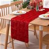 Tarklanda Runner da Tavola Natalizio, Runner da tavola a forma di albero di Natale rosso, Runner da tavola natalizio in pelliccia sintetica, Decorazioni Natalizie Tavolo per Tavola di Natale, Cene di Famiglia