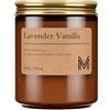 M&SENSE Candele alla Soia 200g, Lavanda Vaniglia, 35H Combustione, Naturale Candela Non Tossico, Vetro Marrone Vintage, Mano Colata per Aromaterapia Relax, Regalo di Lusso Mamma