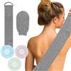 AMANDELIZABE Cinghia lava-schiena esfoliante, guanto sapone in fibra vegetale, cinghia posteriore per sapone naturale esfoliante per doccia per il bagno e il lavaggio (grigio) con set di tre cuffie da doccia