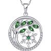 YL Collana Albero Della Vita e Fiocco di Neve in argento 925 con ciondolo da donna con pietra portafortuna Smeraldo, lunghezza catena 45+3 cm