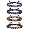 RANKEEF Bracciale Occhio di Tigre per Uomo e Donna - Bracciale Regolabile con Perline di Cristallo Nero e Pietra Naturale - Set Braccialetti Elasticizzati in Pietra Lavica