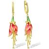 Santuzza Rosso Tulipano Argento Orecchini Genuini 925 Sterling Silver Squisito Fiore Smalto Fatto a Mano Ciondola Gioielli Orecchino Per Le Donne