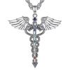 AEONSLOVE Collana Caduceo Hermès Argento 925 Chakra Ciondolo Serpente con Ali d'Angelo Gioielli Simbolo di Medico Regali per Infermieri Dottore Donna Uomo