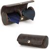 Hiram Cravatta Organizzatore Holder in Vera Pelle Fatto Portatile per 2 Cravatte, Caso di Conservazione Rotolo per Uomo